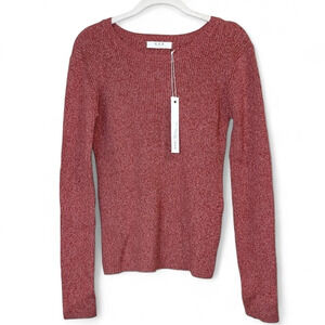 One Grey Day Red Cotton Cashmere Knit long sleeve round Neck Sweatshirt L